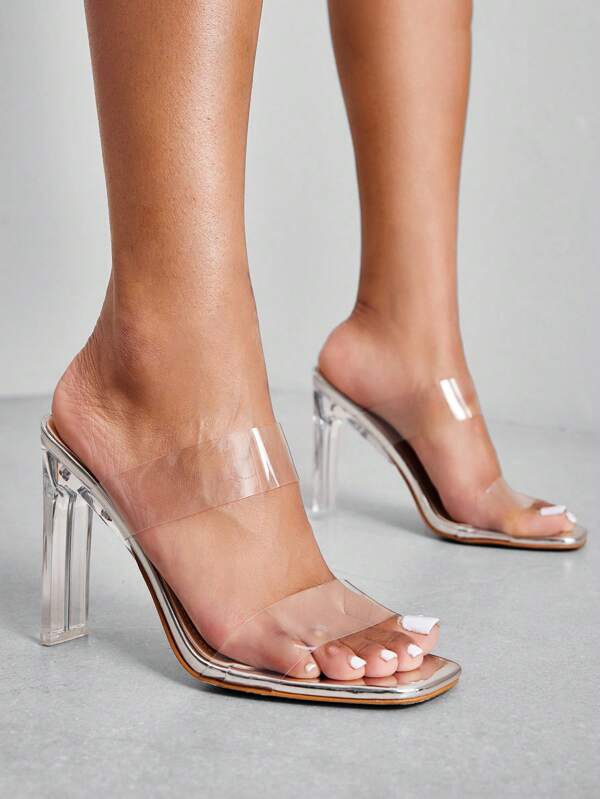 CUCCOO SZL Woman Shoes Fashionable Silver Tpu Transparent High Heel Sandals For Spring And Summer Vacation Shoes Summer Party Baddie Chic Gorgeous Style Spring Shoes Spring Break Easter Prom Heels