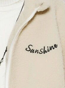 Tween Girl 字母印花拉链长袖时尚休闲夹克