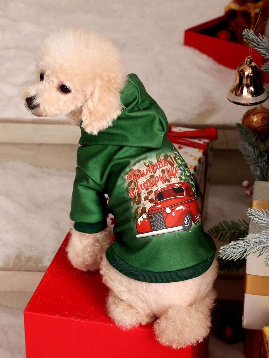 PETSIN 1 件宠物圣诞主题连帽运动衫 - 彩色 - 查看 1