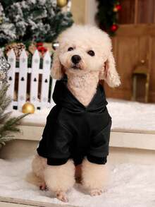 PETSIN 1 件带帽子设计的宠物雪人连帽衫，圣诞主题 - 彩色 - 查看 3