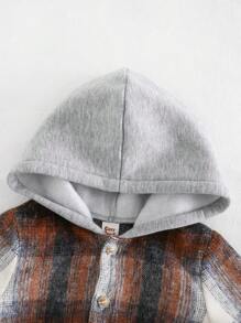 Cozy Pixies 3 件装男婴纯色针织柔软圆领长袖 T 恤、格子连帽夹克和卷边裤秋冬服装套装，适合圣诞节 - 深灰色 - 查看 10