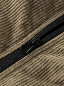 Manfinity Hypemode Herren Kontrast-Farbige Buchstaben-Muster Stehkragen Wattierte Jacke, Cord - Armeegrün - Übersicht 4