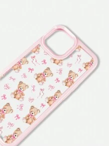 ROMWE Kawaii 1 szt. Różowy wzór misia kokardki etui na telefon iPhone 11/12/13/14/15 Pro Max