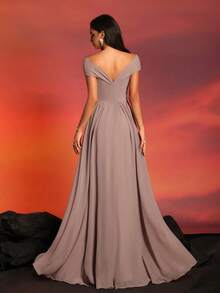 Smliprince Long Off-Shoulder High-End Elegant Cocktail Evening Dress - Dusty Pink - View 2