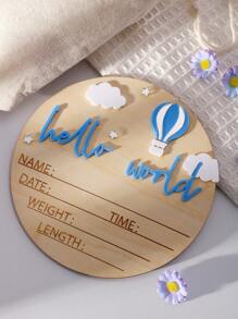 SHEIN Baby Boys Wooden Milestone Sign Plaque "Hello World" Birth Announcement - Multicolor - View 6