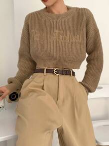 DAZY 可调节金属装饰简约休闲腰带 - 咖啡 - 查看 2