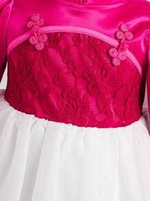 Baby Girls' Chinese Style Lace Patchwork Elegant Hanfu A-Line Dress