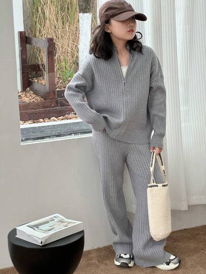 Dazy Kids 2件套女童纯色毛衣套装，秋季