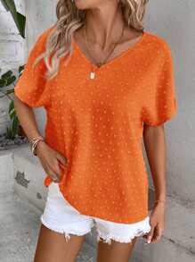 SHEIN LUNE Camisa Casual Feminina de Manga Morcego de Cor Sólida