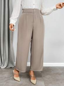 SHEIN Privé Quần ống đứng cạp cao đơn giản thời trang cỡ lớn cho nữ, mùa xuân và mùa thu - Nhiều màu - Xem 4