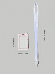 ROMWE Kawaii 1pc Adorable Bow Tie Slide Cover Card Holder Halter Badge Protector Case, Back To School Valentines - Multicolor - View 5