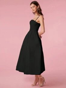 Enchnt Women's Simple Solid Color Casual Sleeveless Dress - Black - View 8