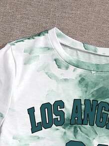 Chiquease Áo thun in chữ nhuộm loang mùa hè - Nhiều màu - Xem 3