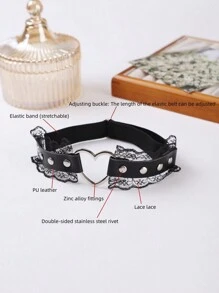 Cadena para la pierna con forma de corazón y encaje, de moda y sexy