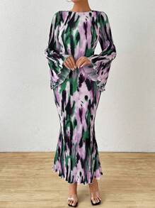 Chiquease Women's Colorful Ombre Print Crew Neck Long Sleeve Dress - Multicolor - View 5