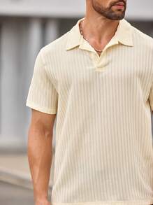 Manfinity VCAY 夏季男士针织 Polo 领修身短袖 Polo 衫 - 白色 - 查看 6