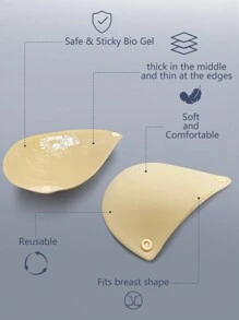 1pc Plus Size Underwire Silicone Front-Closure Invisible Bra,Breathable Push-Up Adhesive Bra Stickers For Wedding Guest,Dress,Bikini&Swimwear - Apricot - View 5