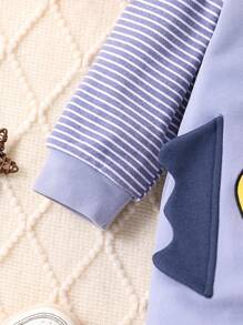 Infant Baby Boys Cute Lion Embroidered Plush Romper, Autumn&Winter