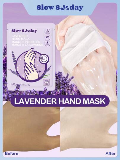SlowSunday Lavendel Handmask 1 par För torra och spruckna händer, Återfuktande, Lugnande hud, Djupgående näring, Mysiga vinterstilar, Lämplig för vintern, Y2K, För alla hjärtans dag, Alla hjärtans dag-present, Alla hjärtans dag-present, För Ramadan, Ramadans festivalsammankomster och presenter, Perfekt för fest