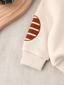 2pcs Baby Boys Casual Khaki Golf & Horse Embroidery Sweatshirt And Sweatpants Set, Suitable For Outings, Gatherings And Photo Shoots In Autumn And Winter