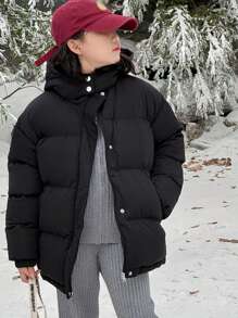 Dazy Kids Tween Girl Solid Color Jacket For Autumn - Black - View 5