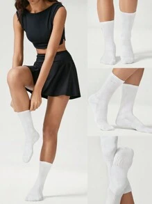 GLOWMODE 3 Pairs Make A Move Grip Scrunch Crew Socks - White - View 8