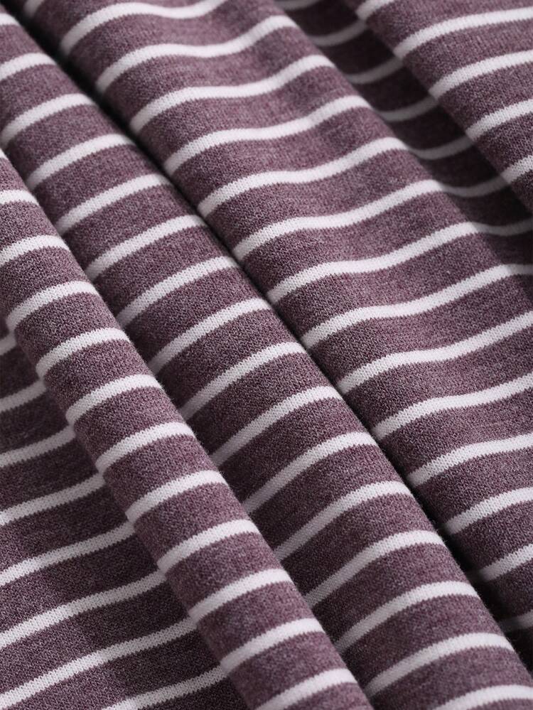 Striped Tie Back Blouse & Relaxed Wide Leg Pants Homewear Set Pajama