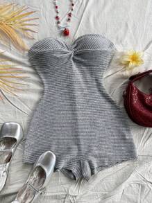 Soleia 性感休闲条纹抹胸连体裤 - 彩色 - 查看 3