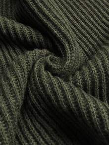 女士百搭宽松V领纽扣针织毛衣，休闲百搭轻薄罗纹套头衫 - 軍綠色 - 查看 10