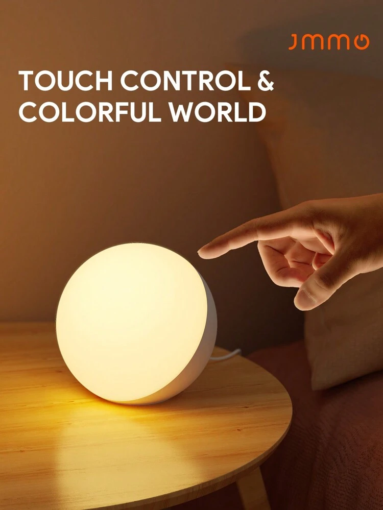 JMMO LED Light,Touch Night Light RGB Color Changing Table Lamp,Dimmable Globe Lamp,Touch Control & 4 Lighting Modes For Bedroom,Room Decor Near Bed,Vanity Light,Fairy Light - EU Plug
