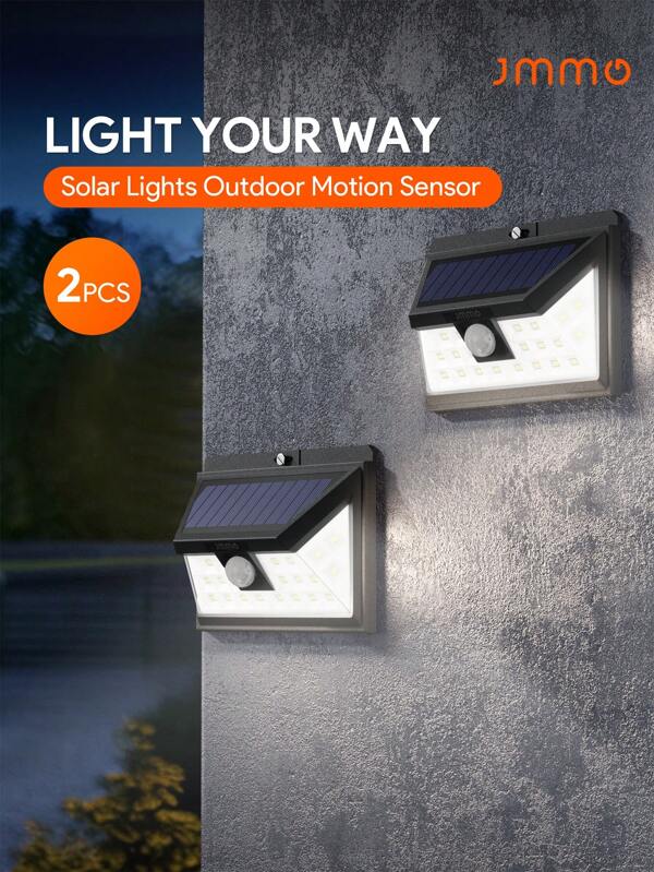 JMMO 2pcs Outdoor Solar Garden Wall Light,Path Light With 24 LED Lights,Path Light,Wireless Waterproof Suitable For Decorating Porch Garage Garden Backyard Garden Playground Area And Other Decorative Lighting