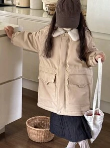 Dazy Kids Young Girl Solid Color Padded Coat, Kid-Size