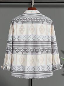 Manfinity Homme Men's Retro Style Printed Long Sleeve Jacket - Multicolor - View 2