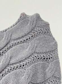 SHEIN Essnce Women's Women Cardigans Solid Color Casual Long Sleeve Knit Cardigan With Pockets - Grey - View 5