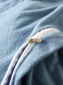 2/3 件蓝色床上用品毛绒蓬松羽绒被套套装人造毛皮羽绒被套带枕套（1 件人造毛皮羽绒被套+1/2 件枕套）床上用品套装适用于卧室客房特大号双人床尺寸