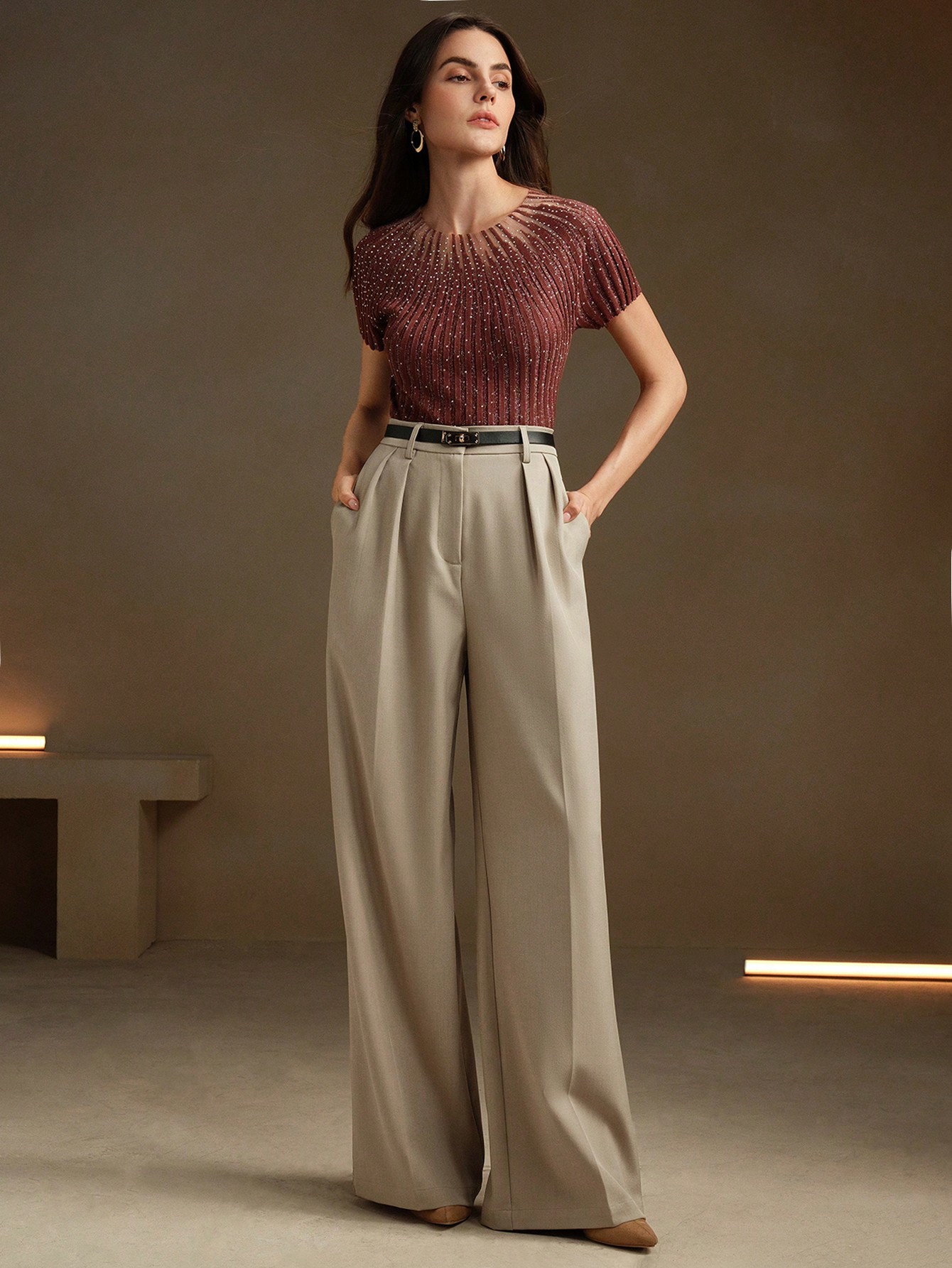 Anewsta سروال نسائي بسيط أنيق وحضري بجيب عادي، للا...