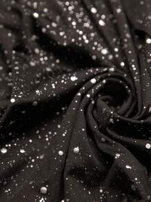 SHEIN Clasi 大码女式圣诞金箔扭纹针织长袖常规优雅派对礼服，秋冬亮片女装