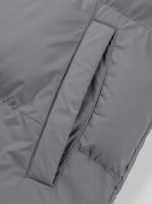 Manfinity Homme Men's Hooded Zipper Quilted Jacket