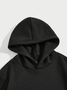 SV Pattern Studio 艺术家黑色“深色复古街头”字母标语图形印花和雪花连帽衫，宽松版型，适合男士、假日、度假、春季、节日、健身、伊比沙岛 - 黑色 - 查看 3