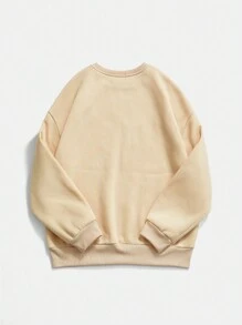 SHEIN Unity Halloween Denim Style Funny Pattern Women Sweatshirt Pullover Fall Sweatshirt - Apricot - View 5