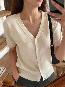 DAZY Loose Casual Solid Color Cardigan Sweater For Women Summer