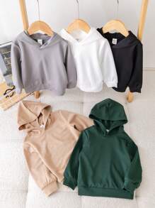 SHEIN Leap Crew 男婴5件套休闲纯色卫衣，适合叠穿、户外活动、上学、幼儿园、春季、秋季、冬季穿着。 - 彩色 - 查看 7