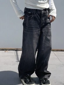 DAZY Tween Girls Washed Denim Baggy Jeans