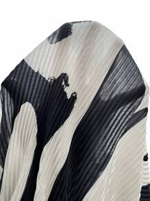 SHEIN Privé Allover Print One Shoulder Plisse Belted Romper - Multicolor - View 7