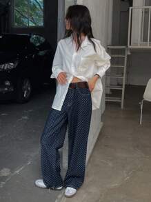 DAZY 女士圆点印花牛仔裤