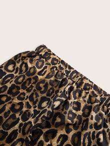Chiquease Damen Leoparden Muster Hose mit elastischem Bund und weitem Bein - Kaffeebraun - Übersicht 3