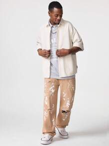 Manfinity VCAY Men's Loose Woven Short Sleeve Shirt - White - View 5