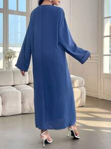 Seusyu Rochie de zi cu mânecă lungă simplă de damă, culoare uni