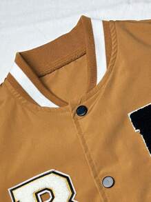 SHEIN 2pcs/Set Tween Girl Casual Sports Jacket And Pants Set - Camel - View 5