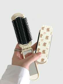 ROMWE Kawaii 1 chiếc lược đệm khí gấp gọn in hình gấu bông và nơ kèm gương (vị trí hoa văn ngẫu nhiên) - Nhiều màu - Xem 1